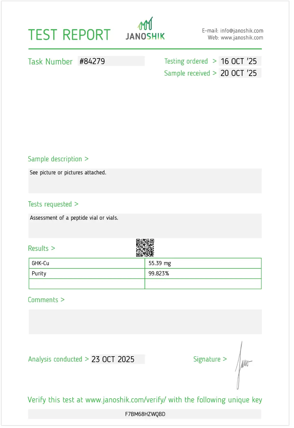 GHK-Cu Certificate of Analysis